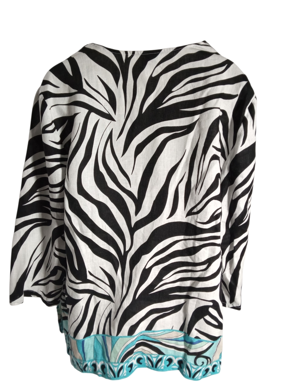 JM Collection Black-and-White Zebra Tunic with Turquoise Trim - Picture 8 of 8